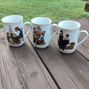 Norman Rockwell Mug Lot of 3 – 1982 Museum Collection Porcelain Coffee Cups
